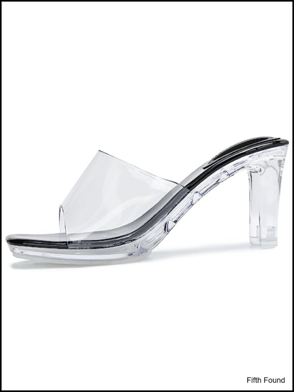 Chunky Clear Platform Heels Square Toe Slip On Mules Dress Shoes